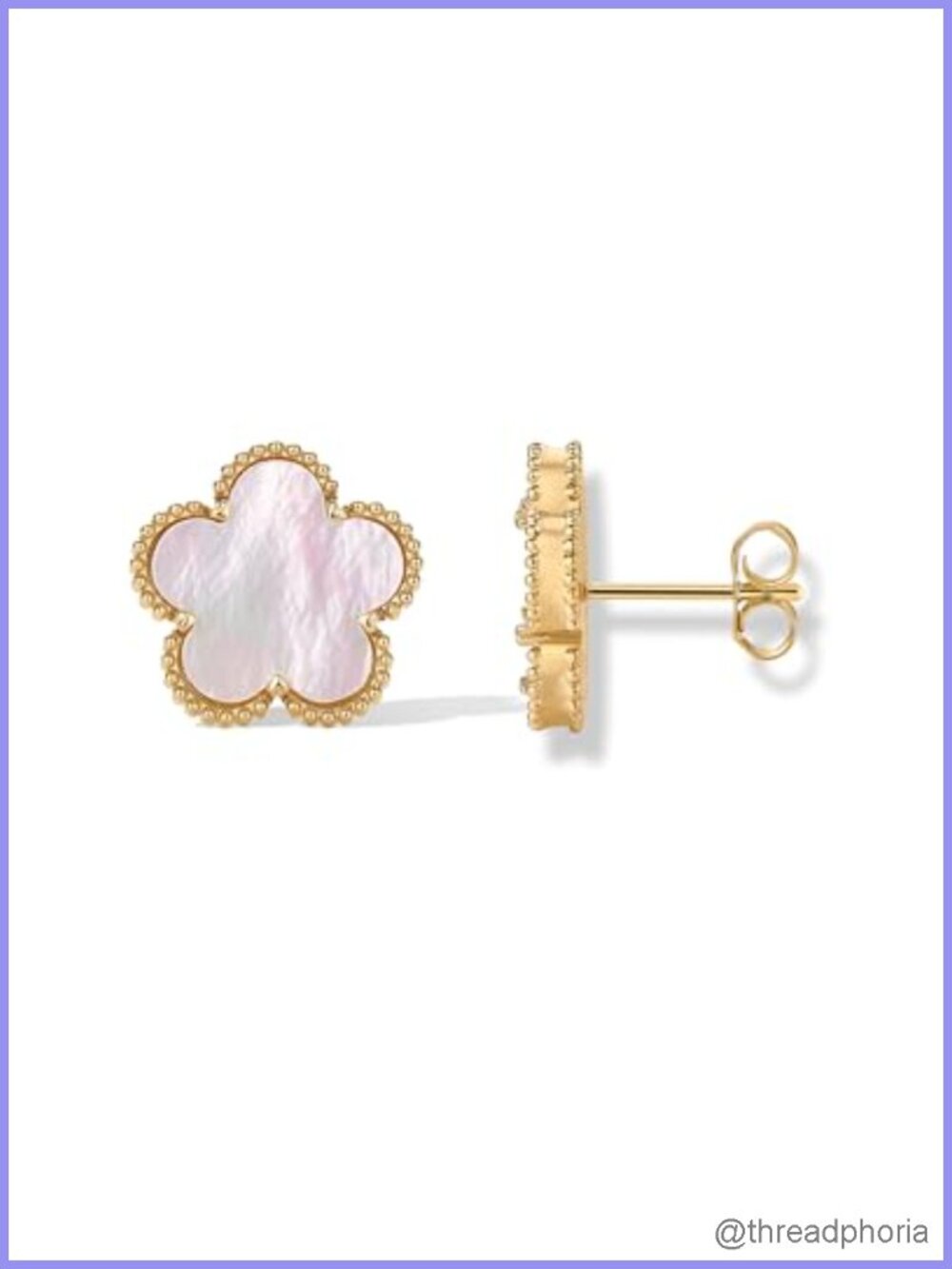 14K Gold Plated Clover Stud Earrings Gemstone Women